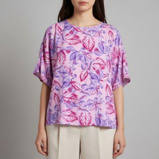 Viscose RADIANCE Anabella leaves pink digital print