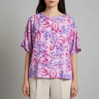 Viscose RADIANCE Anabella leaves pink digital print