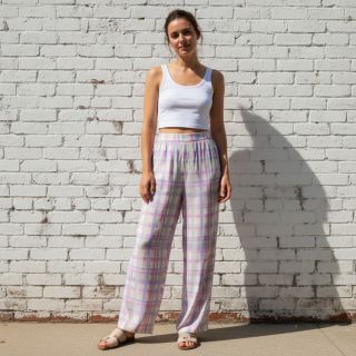 Viscose RADIANCE Check purple digital print