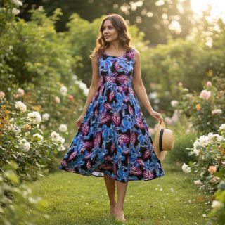 Viscose RADIANCE Anabella leaves black digital print