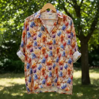 Viscose RAYON POPLIN Leafs design D digital print
