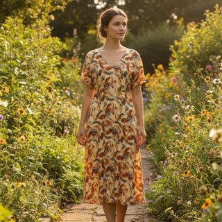 Viscose RAYON POPLIN Feathers design C digital print