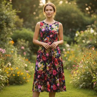 Viscose LUREX Abstract navy digital print