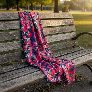 Viscose LUREX Pink flowers digital print