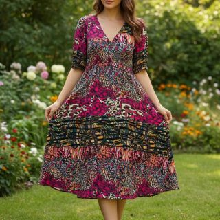 Viscose Dimulti red digital print