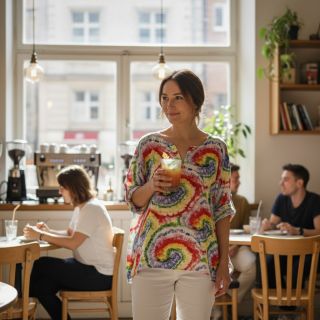 Viscose Retro fun design C digital print