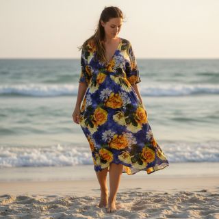 Viscose Artistic flowers design B digital print