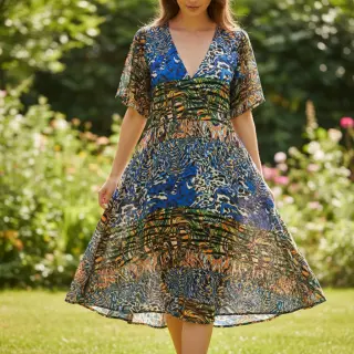 Viscose Dimulti dark blue digital print