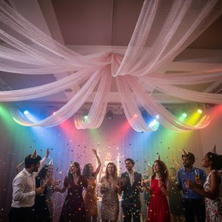 Tulle netting ROYAL MULTI FOIL rose