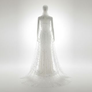 Tulle netting Rainbow HEARTS off white