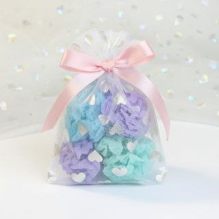 Tulle netting Rainbow HEARTS off white