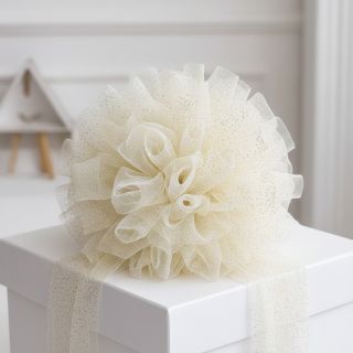 Tulle netting ROYAL SPARKLE ecru gold