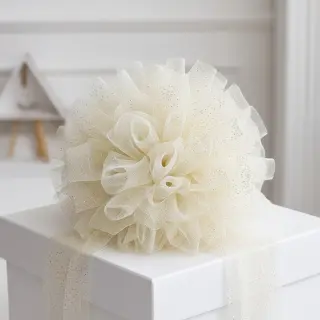 Tulle netting ROYAL SPARKLE ecru gold