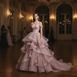 Tulle netting ROYAL SPARKLE old blush gold
