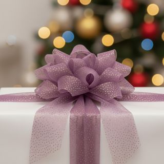 Tulle netting ROYAL SPARKLE dark lilac gold