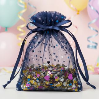 Tulle netting ROYAL Hearts navy