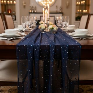 Tulle netting ROYAL Hearts navy