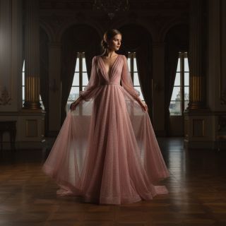 Tulle netting ROYAL SPARKLE old rose gold