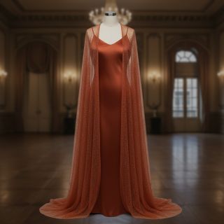 Tulle netting ROYAL SPARKLE rust gold