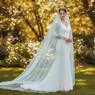 Tulle netting ROYAL SPARKLE light blue gold