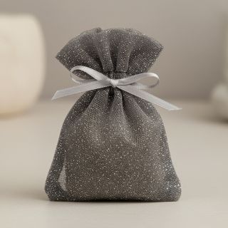Tulle netting ROYAL SPARKLE dark grey silver