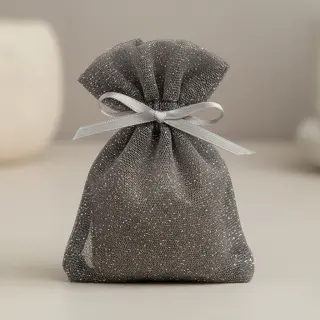 Tulle netting ROYAL SPARKLE dark grey silver
