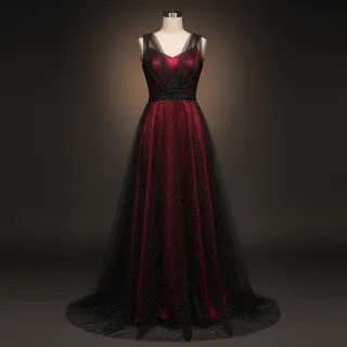 Tulle netting ROYAL SPARKLE black silver