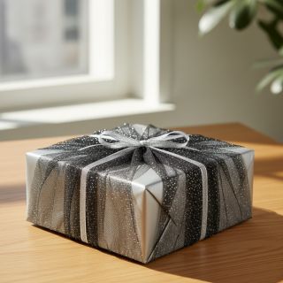 Tulle netting ROYAL SPARKLE black silver