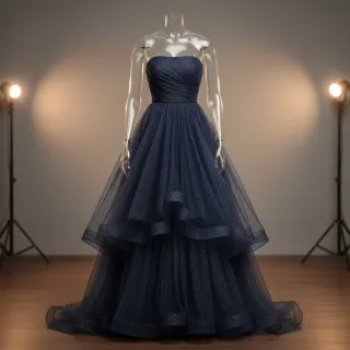 Tulle netting ROYAL SPARKLE navy silver