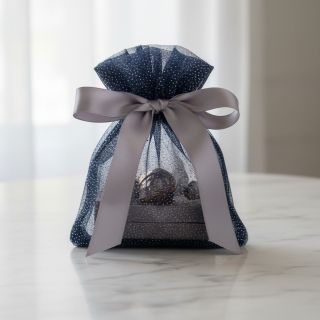 Tulle netting ROYAL SPARKLE navy silver