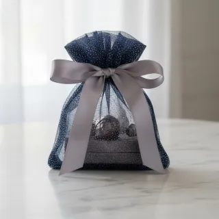 Tulle netting ROYAL SPARKLE navy silver
