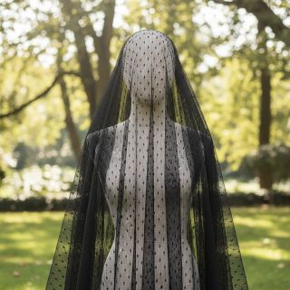 Tulle netting DOT black