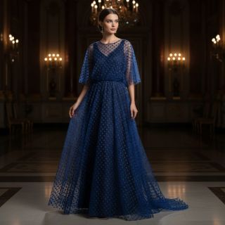 Tulle netting SPOT cobalt