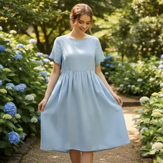 Linen cotton Lico light blue