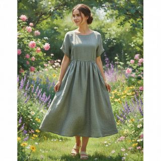 Linen cotton Lico camo green