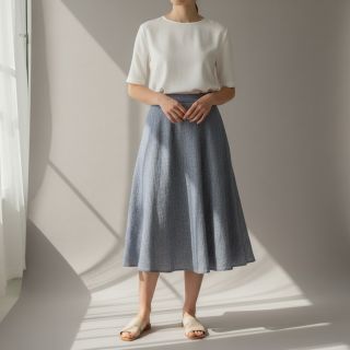 Linen cotton Fishbone navy