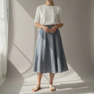 Linen cotton Fishbone navy