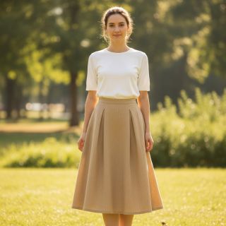 Linen cotton Fishbone camel