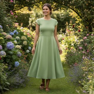 Linen cotton Fishbone lime