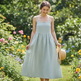 Linen cotton Fishbone light mint