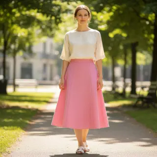 Linen cotton Fishbone fuchsia