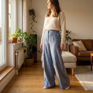 Linen cotton Fishbone light jeans