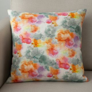 Linen cotton Abstract flowers RAMIE orange digital print