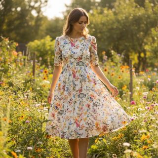 Linen cotton Pretty florals deisgn A digital print