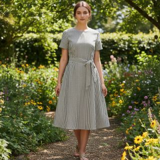 Linen cotton Lira medium stripe black