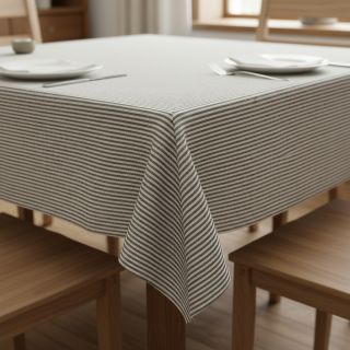 Linen cotton Lira medium stripe black