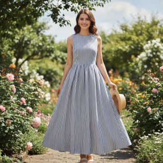 Linen cotton Lira big stripe jeans