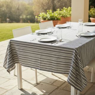 Linen cotton Lira big stripe black