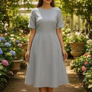 Linen cotton Lira medium stripe jeans