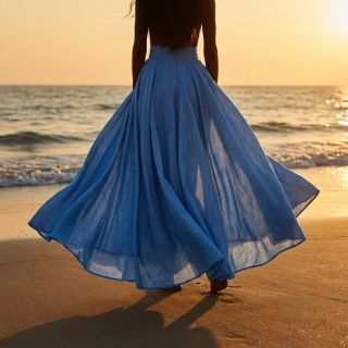 Linen cotton Fishbone cobalt